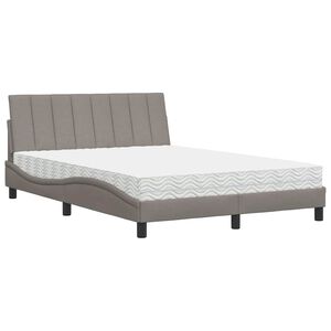 vidaXL Cama com colch&atilde;o Hanko 120x200 cm tecido castanho-acinzentado