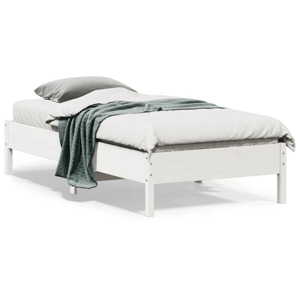 vidaXL Cama sem colch&atilde;o 90x190 cm madeira de pinho maci&ccedil;a branco