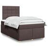 vidaXL Cama boxspring com colch&atilde;o 120x190 cm tecido castanho-escuro