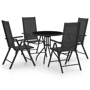 vidaXL 5 pcs conjunto de jantar para jardim alum&iacute;nio e textilene preto