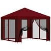 vidaXL Gazebo de Jardim com Laterais 3 x 3 m Borgonha Poli&eacute;ster e A&ccedil;o