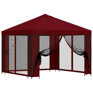 vidaXL Gazebo de Jardim com Laterais 3 x 3 m Borgonha Poli&eacute;ster e A&ccedil;o
