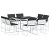 vidaXL 9 pcs conj. de jantar p/ jardim c/ almofad&otilde;es textilene branco
