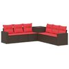 vidaXL Conjunto de Sof&aacute;s 7 unid. Marrom e Vermelho