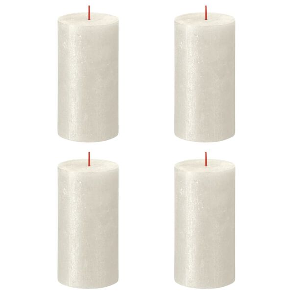 Bolsius Velas rústicas cilíndricas Shimmer 4 pcs 130x68 mm marfim