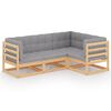 vidaXL 4 pcs conjunto lounge de jardim c/ almofad&otilde;es pinho maci&ccedil;o