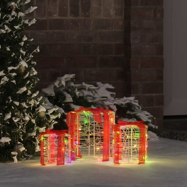 vidaXL Decora&ccedil;&atilde;o Caixa de Presente 3 pcs colorido 20 x 20 x 21 cm