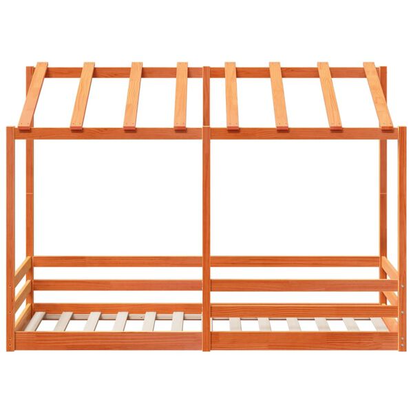 vidaXL Cama infantil c/ telhado 90x190 cm pinho maciço castanho-mel