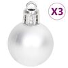 vidaXL 70 pcs conjunto de enfeites de Natal prateado e branco