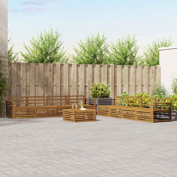 vidaXL Conjunto de Sof&aacute;s para Exterior 9 pcs Natural