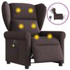 vidaXL Poltrona reclin&aacute;vel massagens el&eacute;trica tecido castanho-escuro