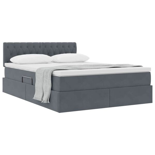 vidaXL Cama com Armazenamento Cinza Escuro 140 x 190 cm Veludo