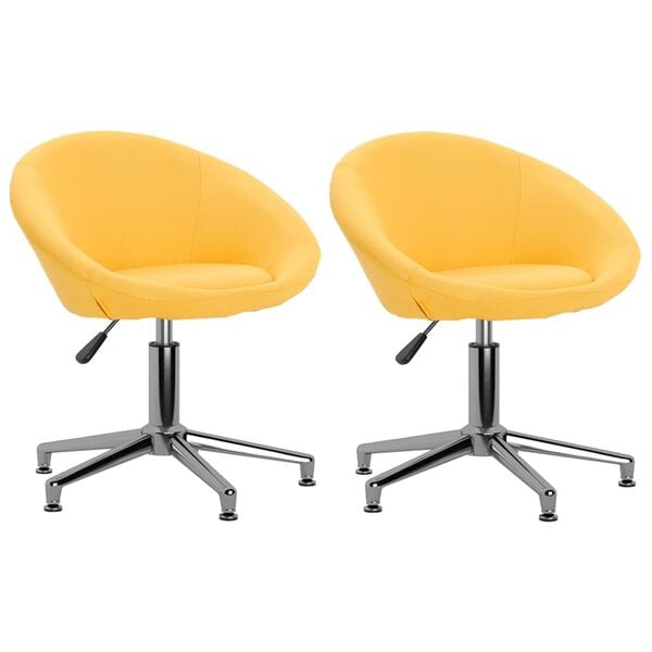 vidaXL Cadeiras de jantar girat&oacute;rias 2 pcs tecido amarelo