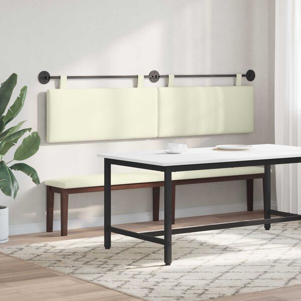 vidaXL Cabeceira Suspensa Montado na parede Liso Creme 210 x 55 x 5 cm