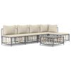 vidaXL 6 pcs conjunto lounge de jardim c/ almofad&otilde;es vime PE antracite