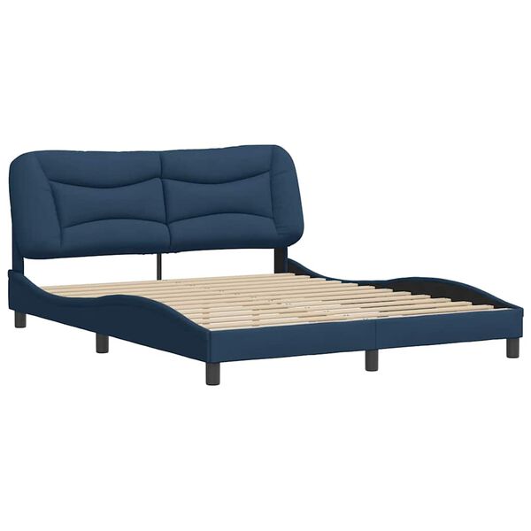 vidaXL Estrutura de cama sem colch&atilde;o Hvar 160x200 cm tecido azul