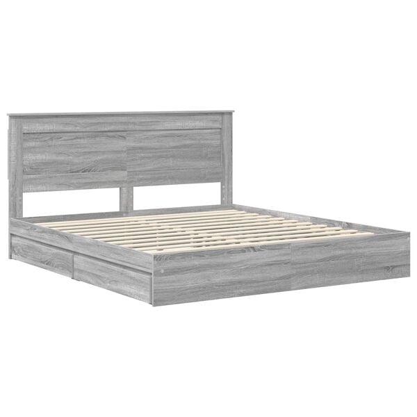 vidaXL Cama com Armazenamento com cabeceira Cinza Sonoma 200 x 200 cm