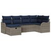 vidaXL Conjunto de Sof&aacute; de Jardim 6 unid. Cinza e Azul Marinho vime PE