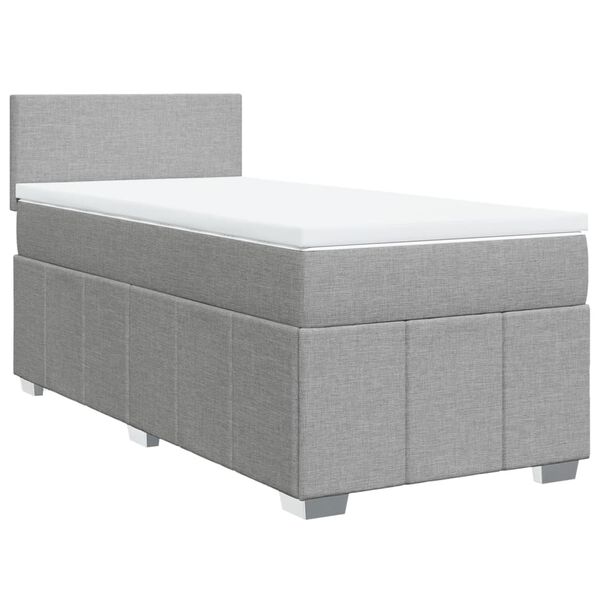 vidaXL Cama com molas/colch&atilde;o 90x200 cm tecido cinza-claro