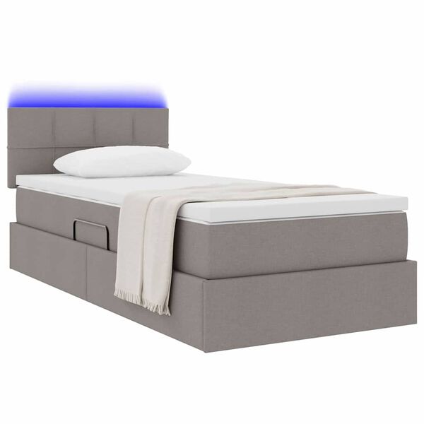 vidaXL Cama com arruma&ccedil;&atilde;o e LED Cinzento-acastanhado 100 x 200 cm