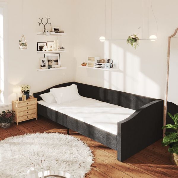vidaXL Sof&aacute;-cama c/ colch&atilde;o e sa&iacute;da USB 90x200 cm tecido preto