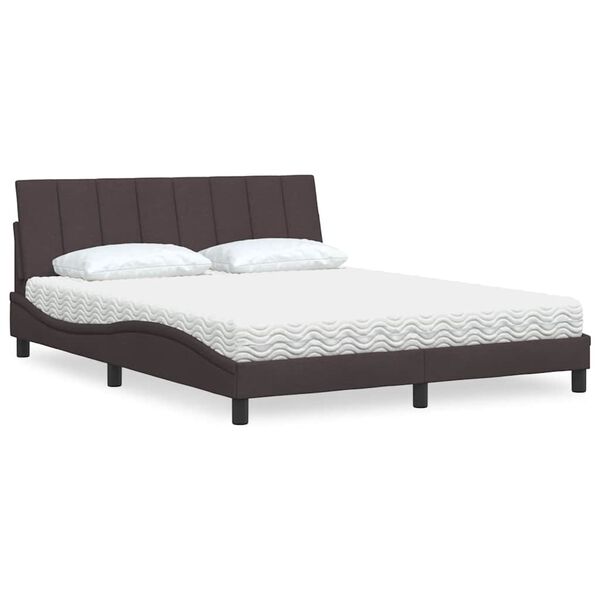 vidaXL Cama com colch&atilde;o Hanko 160x200 cm tecido castanho-escuro