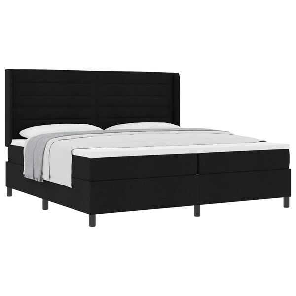 vidaXL Cama Box com colch&atilde;o com cabeceira Preto 200 x 200 cm tecido