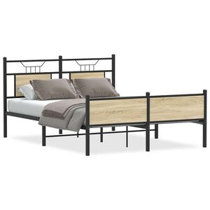 vidaXL Estrutura cama s/ colch&atilde;o derivados de madeira carvalho sonoma