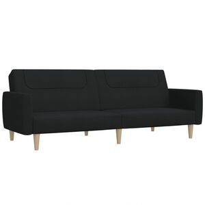 vidaXL Sof&aacute;-cama de 2 lugares tecido preto