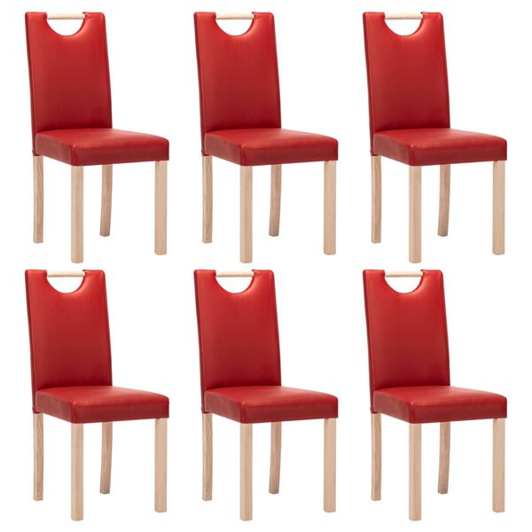 vidaXL Cadeiras de jantar 6 pcs couro artificial vermelho-tinto