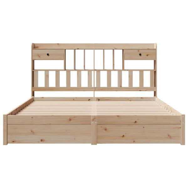 vidaXL Cama com estante sem colchão 180x200 cm pinho maciço