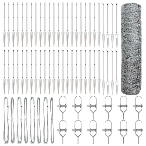 vidaXL Poste de Cerca Prateado 100 x 0,4 m (malha de 50 mm) A&ccedil;o