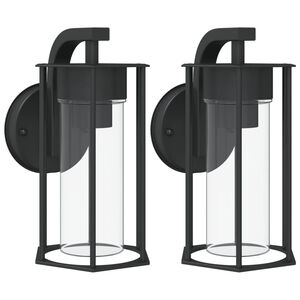 vidaXL Candeeiros de parede p/ exterior 2 pcs a&ccedil;o inoxid&aacute;vel preto