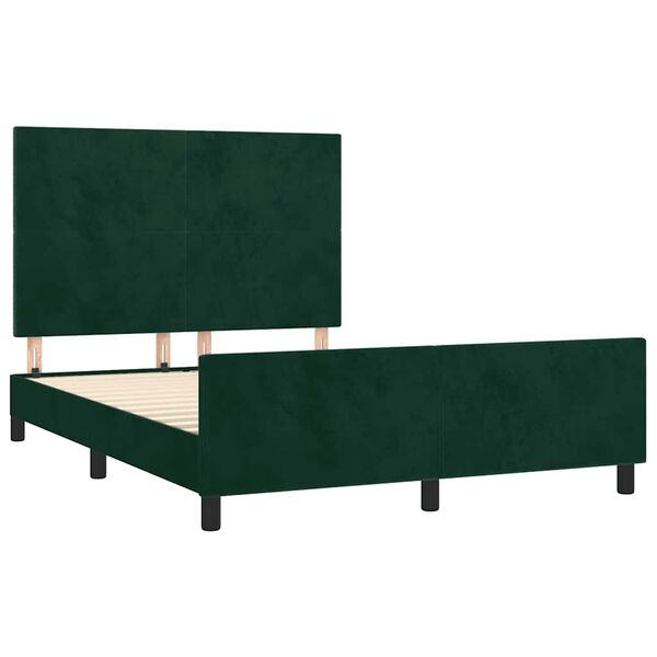 vidaXL Estrutura de cama sem colch&atilde;o 140x190 cm veludo verde-escuro