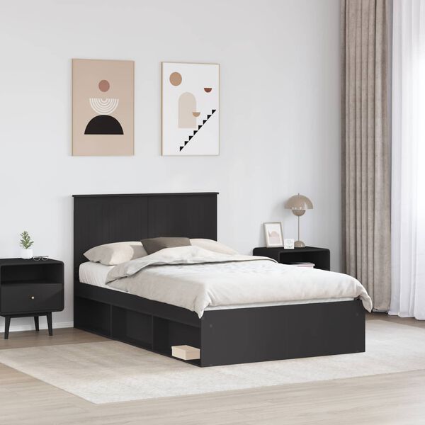vidaXL Estrutura da Cama Preto 120 x 190 cm Madeira de Pinheiro S&oacute;lida