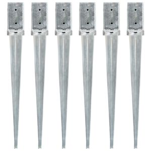 vidaXL Estacas de enterrar 6 pcs 8x8x76 cm a&ccedil;o galvanizado prateado
