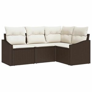 vidaXL Conjunto de Sof&aacute; de Jardim 4 pcs Marrom e Branco vime PE