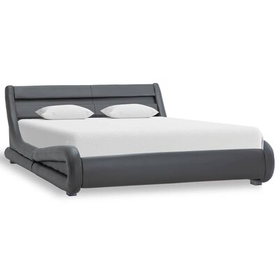 vidaXL Estrutura de cama com LED 160x200 cm couro artificial cinzento