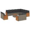 vidaXL 13 pcs conjunto sof&aacute;s p/ jardim c/ almofad&otilde;es vime PE cinzento