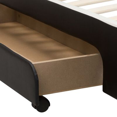 vidaXL Estrutura de cama com gavetas 180x200cm couro artificial preto