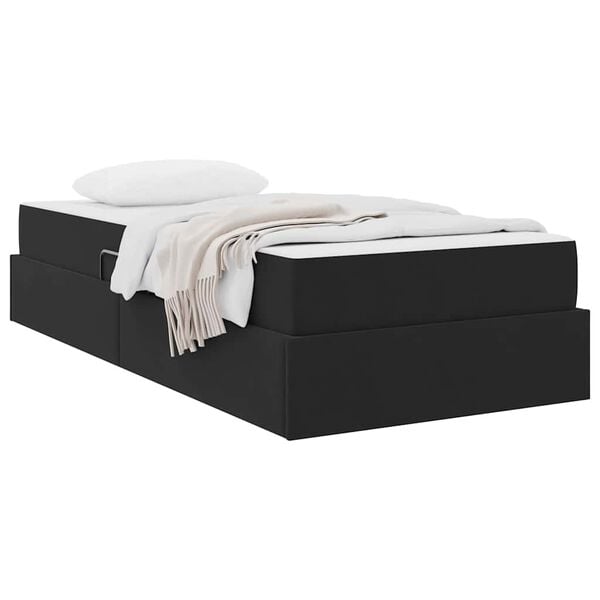 vidaXL Cama com arruma&ccedil;&atilde;o e colch&atilde;o Preto 100 x 200 cm Veludo