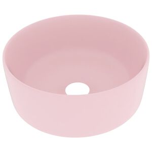 vidaXL Lavat&oacute;rio luxuoso redondo 40x15 cm cer&acirc;mica rosa mate