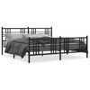 vidaXL Estrutura de cama com cabeceira e p&eacute;s 200x200 cm metal preto