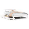 vidaXL Estrutura de cama c/ gavetas 140x200 cm pinho maci&ccedil;o branco