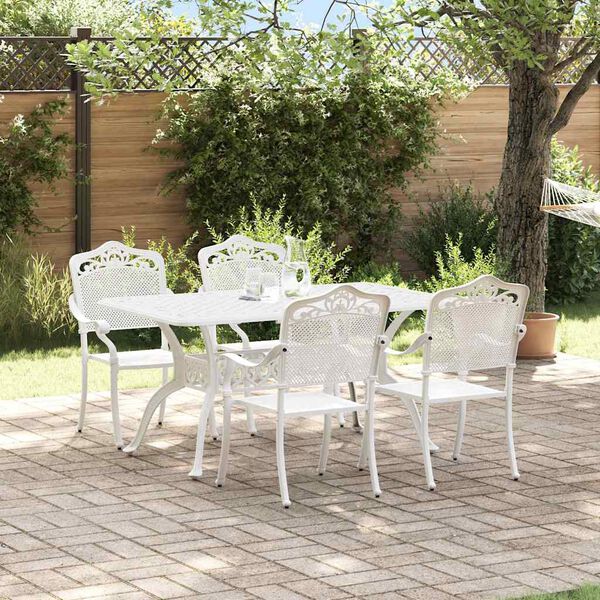 vidaXL Conjunto de Jantar para Jardim 5 pcs Branco Alum&iacute;nio