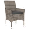 vidaXL 3 pcs conjunto jantar jardim c/ almofad&otilde;es vime PE/vidro cinza