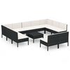 vidaXL 12 pcs conjunto lounge de jardim c/ almofad&otilde;es vime PE preto