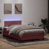 vidaXL Cama box spring c/ colch&atilde;o e LED 120x210 cm veludo Rosa