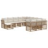 vidaXL Conjunto de Sof&aacute;s para Exterior 12 unid. Natural e Branco Creme