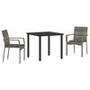 vidaXL Conjunto de Jantar para Jardim 3 unid. Cinzeto vime PE